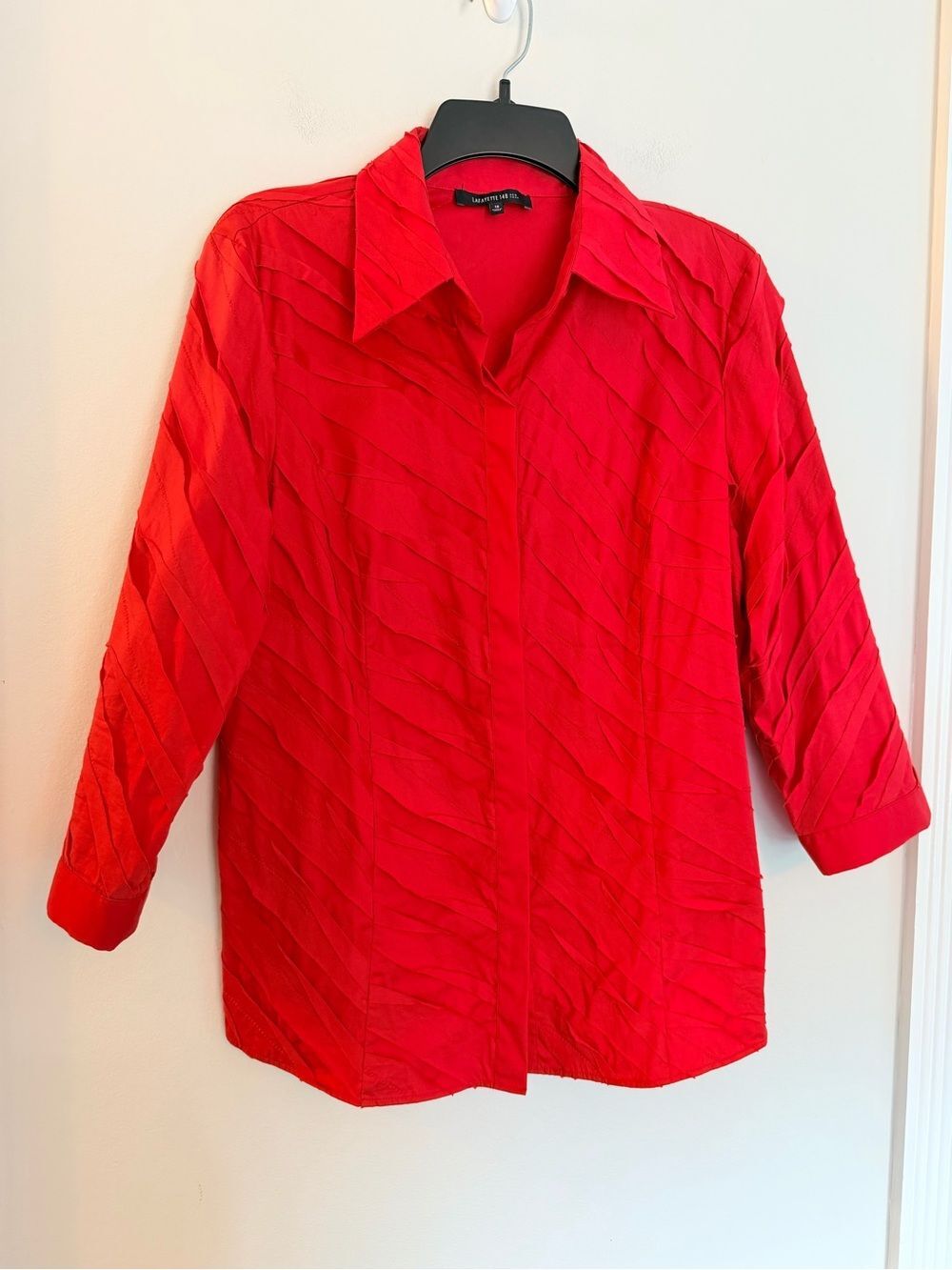 Lafayette 148 New York Red Textured Blouse